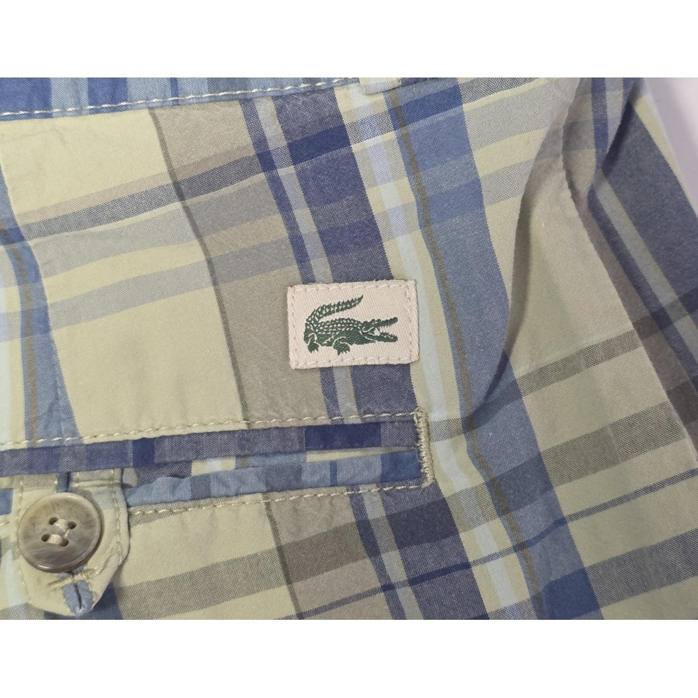 Lacoste Mens Size 38 Plaid Madras Chino Shorts - Picture 3 of 13